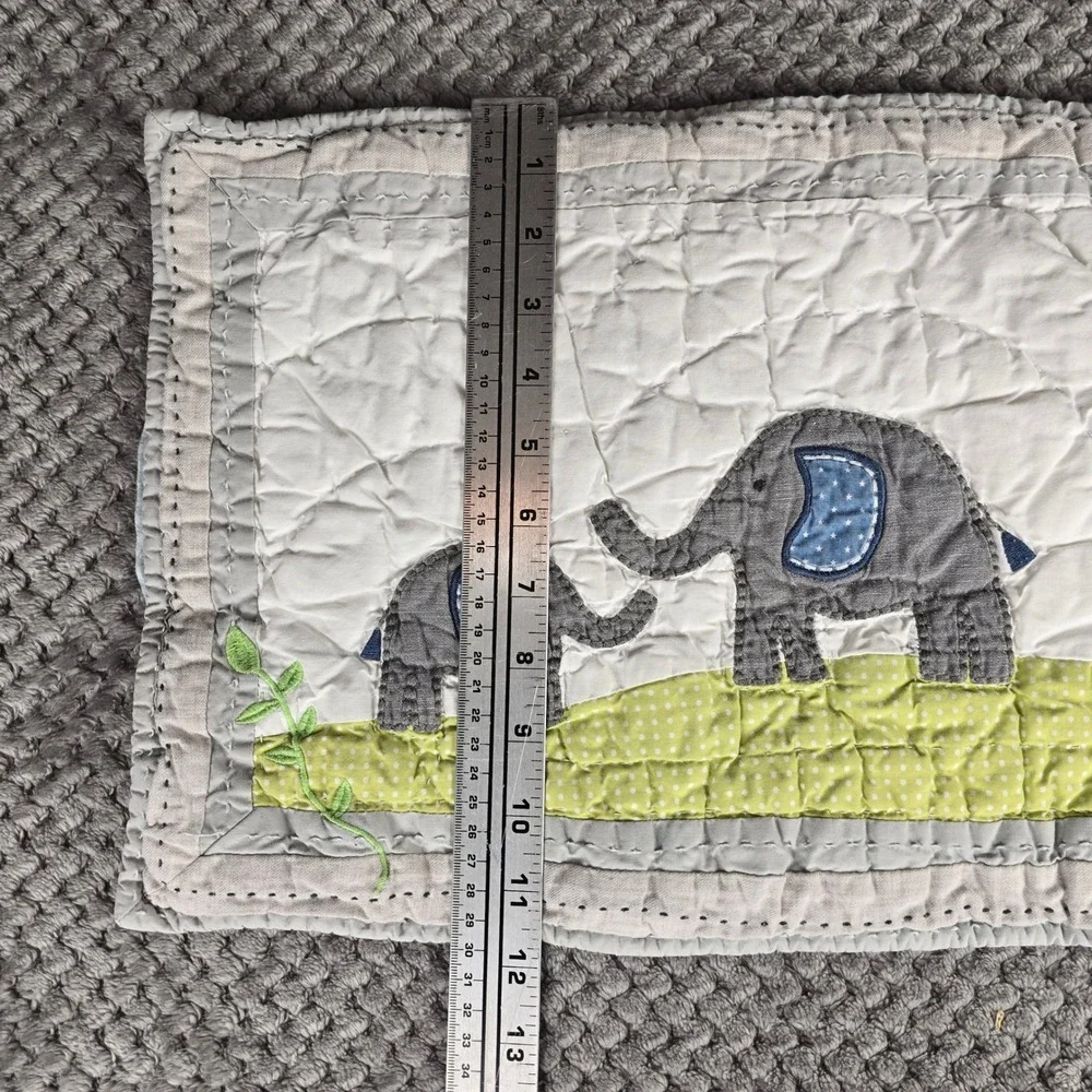 Pottery Barn‎ Kids Jungle Elephant Quilted Pillow Cover Blue Gingham Nursery